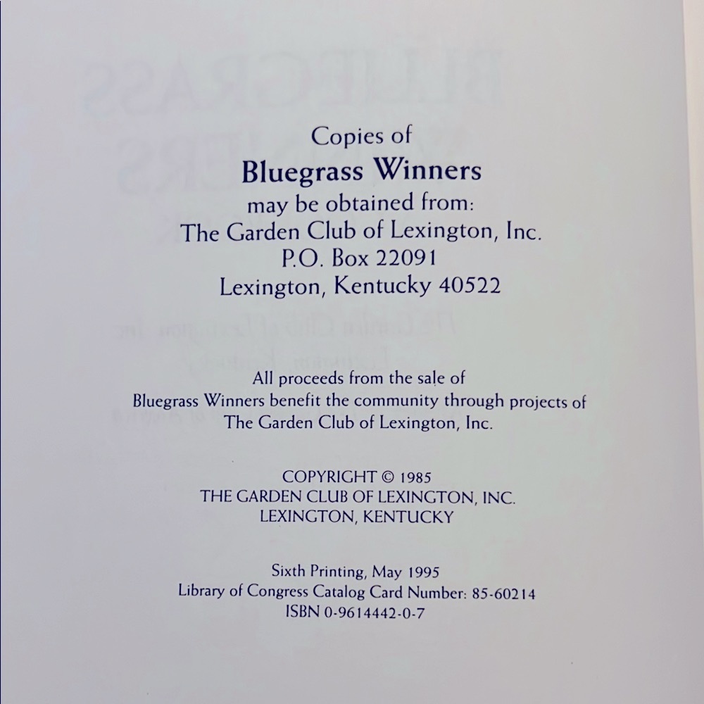 Retro: Bluegrass Winners Cookbook, 1985 edition, outstanding condition - Picture 2 of 5
